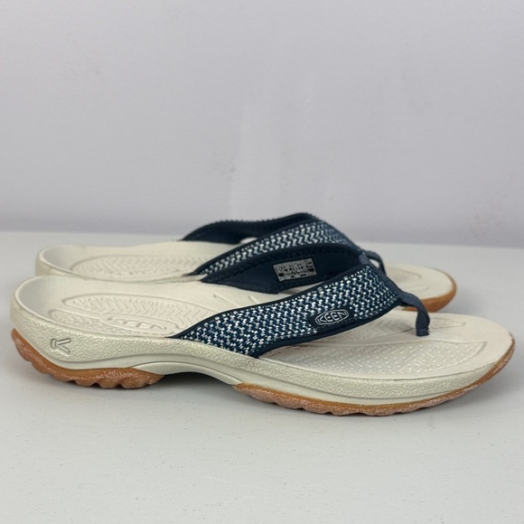 Keen Kona Dark Blue Light Beige Arch Support Metatomical Flip-Flops Size 9 - Picture 7 of 10